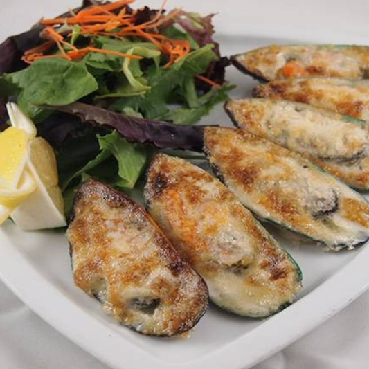 Broiled Mussels (6 pcs) on Half Shell