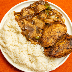 D9. Pepper Steak & Egg Foo Young Combination