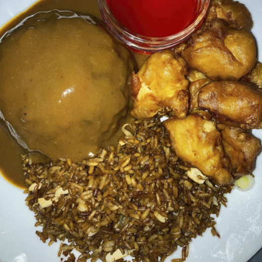 D4. Sweet Sour Chicken & Egg Foo Young Combination