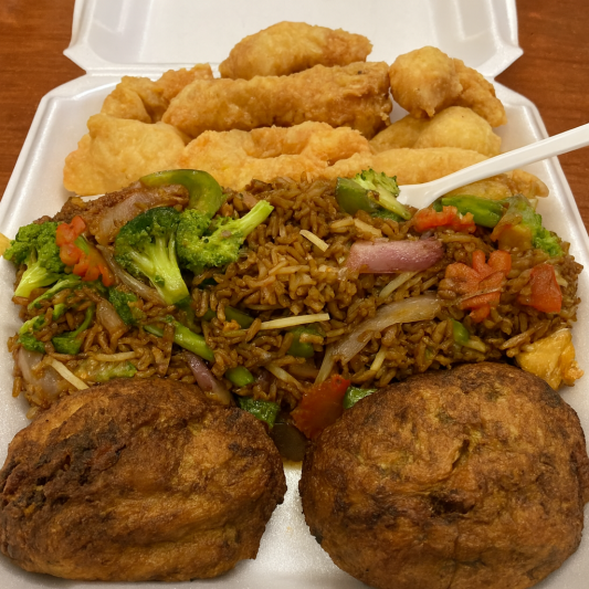 D3. Fried Shrimp & Egg Foo Young Combination