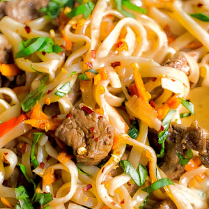 Thai Noodles with Beef and Chicken (Quart)