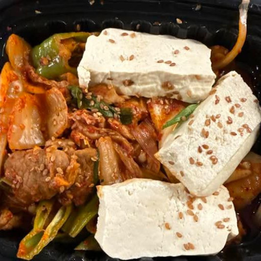 Stir-Fried Tofu, Kimchi, and Pork