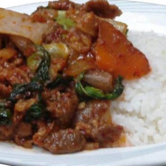 A19. Spicy Pork Bulgogi over Rice 제육 덮밥