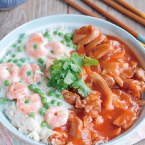 189. Prawn with Creamy Milk Sauce & Chicken with Tomato Sauce Fried Rice 豐富炒飯