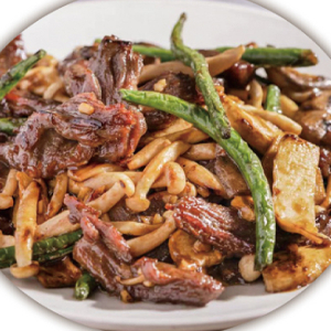 57. Stir-Fried Beef Fillet with Assorted Mushrooms 雞腳炒牛柳