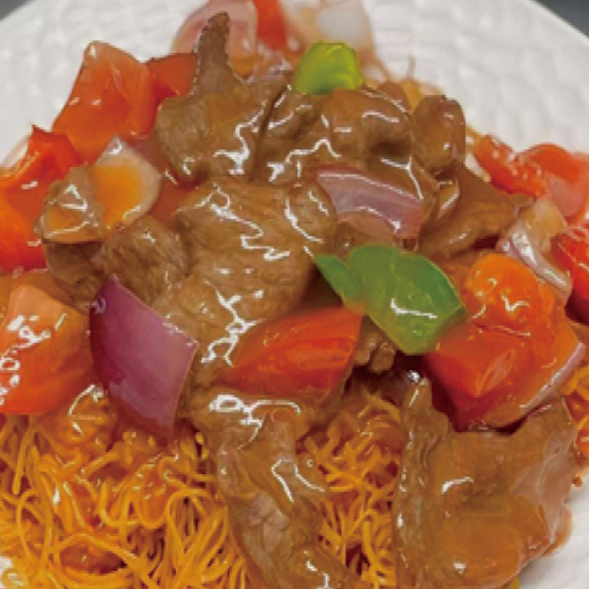 187. Beef with Tomato Pan-Fried Crispy Noodles 番茄牛肉煎麵