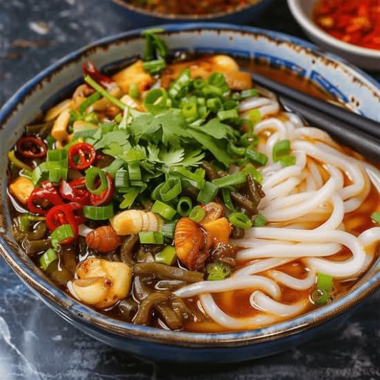 Spicy Guilin Noodles with Tomato & Minced Pork 馳名酸辣桂林米線 (少辣)
