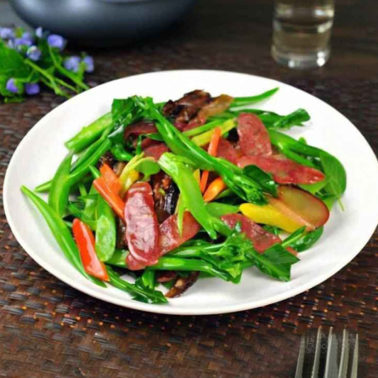 Fried Chinese Broccoli with Preserved Meat & Sausage 臘味炒芥蘭