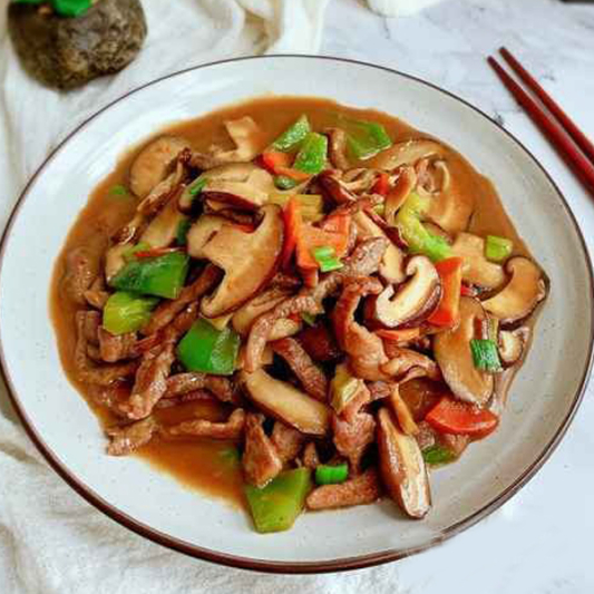 Fried Pork Jaw Meat with Mixed Mushrooms 鮮菌炒豬爽肉