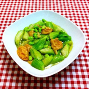 5041. Chinese Okra in Chicken Stock 丝瓜面筋炒毛豆