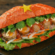 Salted Egg Meat Balls Banh Mi