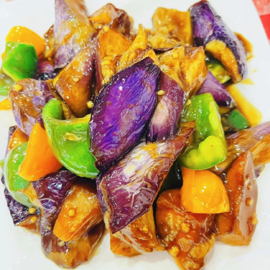 38B. Sauteed Eggplant with Potato & Peppers 地三鲜