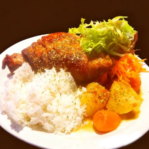 Charcoal Grilled Giant Pork Knuckle with Rice