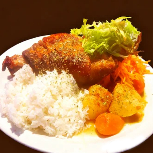 Charcoal Grilled Giant Pork Knuckle with Rice