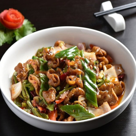 Sauteed Pork Intestines with Fresh Green Chili