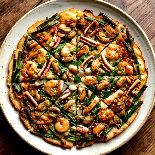 29. Seafood Pancake with Green Onion - Haemul Pajeon 해물파전
