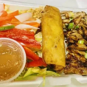 Grilled Chicken and Imperial Roll on Vermicelli & Salad