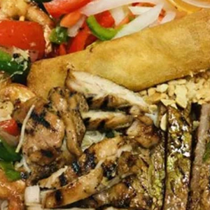 Imperial Roll, Chicken and Beef on Vermicelli & Salad