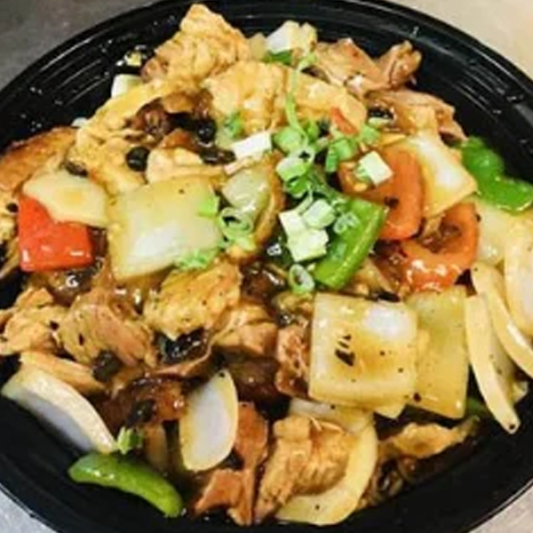 Stir-Fried Large Rice Noodles with Pork, Black Bean Sauce