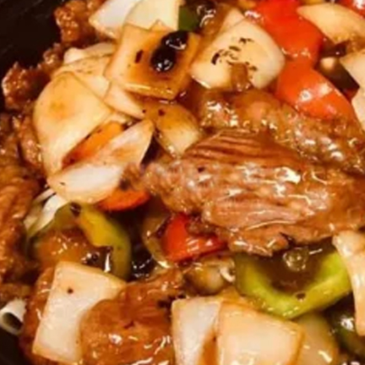 Stir-Fried Large Rice Noodles with Meat, Black Bean Sauce