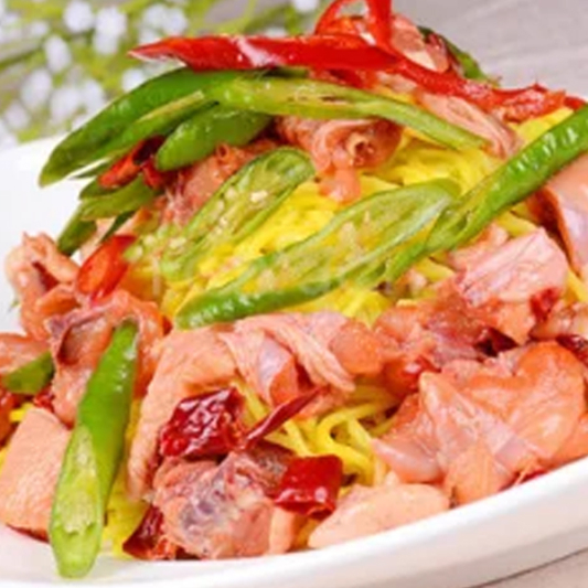 Fried Noodles with Chicken and Shrimps