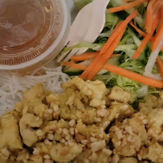 81. Chicken Vermicelli with Spring Rolls