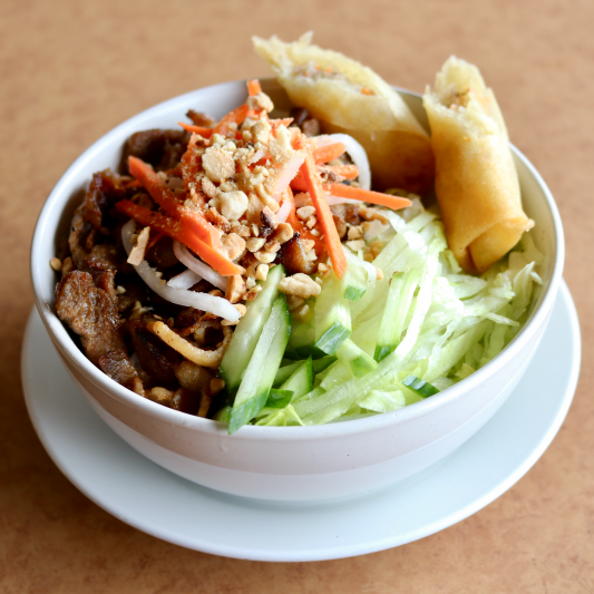 75. Charbroiled Pork Vermicelli with Spring Rolls