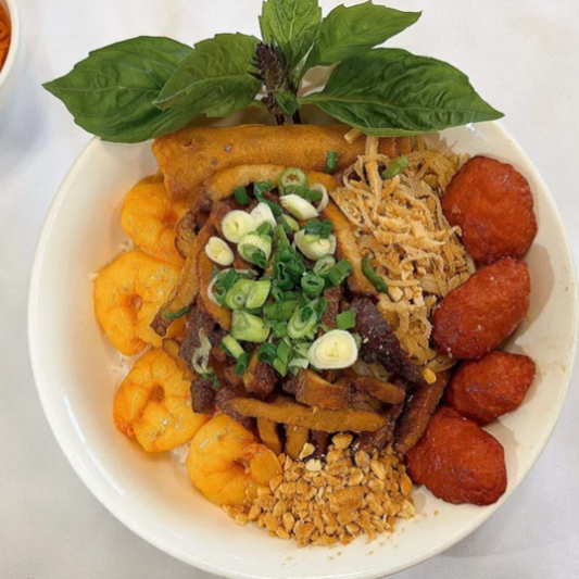 35. Grilled Pork, Charbroiled Meatball & Spring Roll