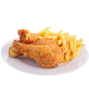 Fried Chicken Thighs with French Fries