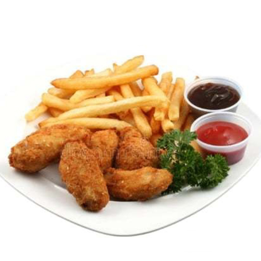 Fried Chicken Wings with French Fries