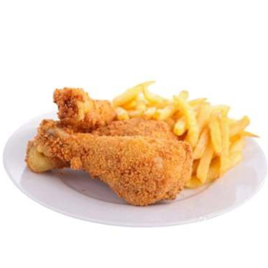 Fried Chicken Thighs with French Fries