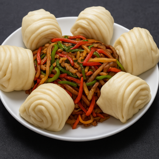 Stir-Fried Shredded Pork with Bell Pepper / 고추 잡채 랑 꽃빵