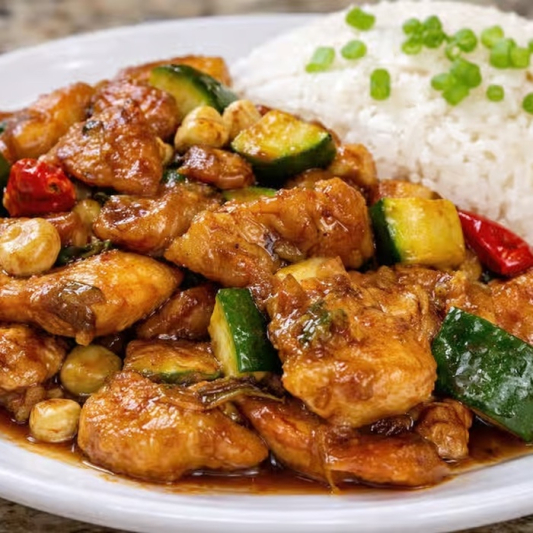 Kung Pao Chicken with Steamed Rice / 宫保鸡丁配米饭