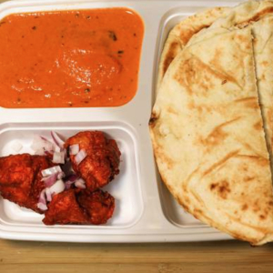 Soft Naan, Butter Chicken and Chicken 65