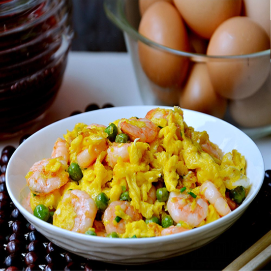 Scrambled Egg with Fried Shrimp