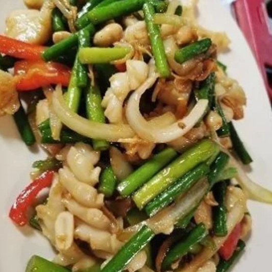Stir-Fried Shrimp with Chinese Leek & Peanuts 广东小炒皇