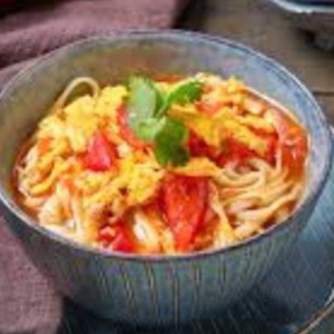 Noodles with Tomato Sauce and Scrambled Egg