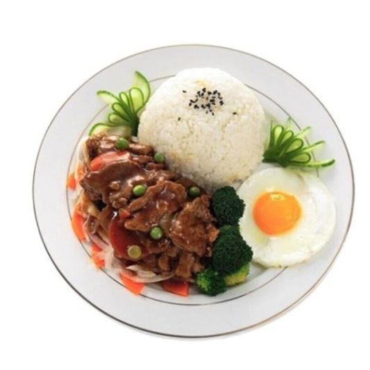 Black Bean Sauce Beef on Rice with Egg