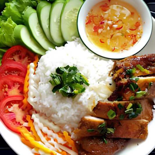 12. Grilled Pork Chops Rice Plate - Com Su&ograve;n Heo