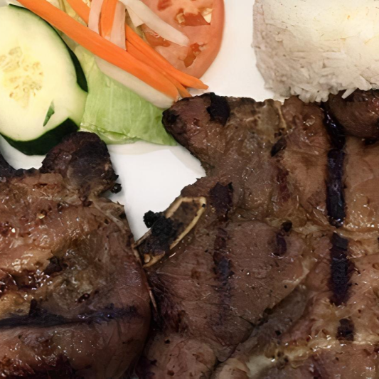 12. Grilled Pork Chops Rice Plate - Com Su&ograve;n Heo