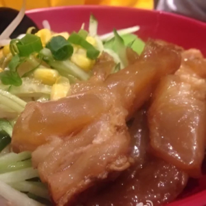 Homemade Beef Tendon Noodles with Fried Bean Sauce