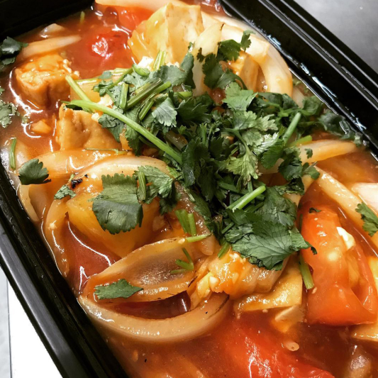 Tofu Saut&eacute;ed with Tomatoes & Pineapple