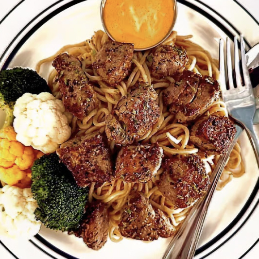 Garlic Noodles with Tri-Tip