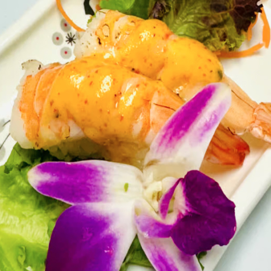 #34. Nigiri &agrave; la crevette flamb&eacute;e (2 mcx) / Torched Shrimp Nigiri (2 pcs)