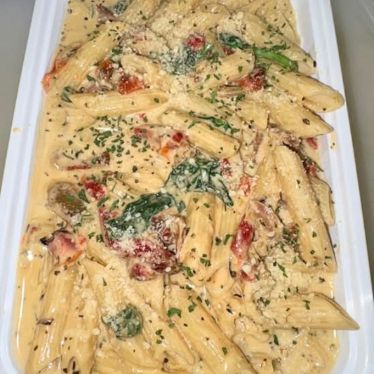 Roasted Bell Pepper and Spinach Alfredo