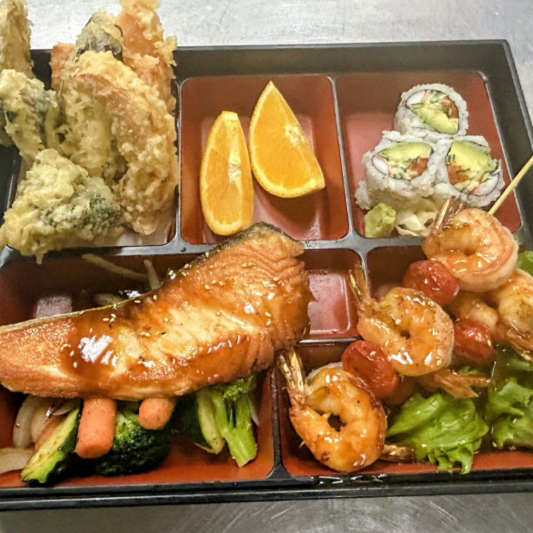 3. Salmon Teriyaki Bento Box Dinner 