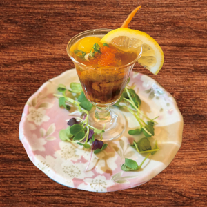 A19. Uni Shooter with Quail Egg, Ponzu Sauce, Sake, Scallion