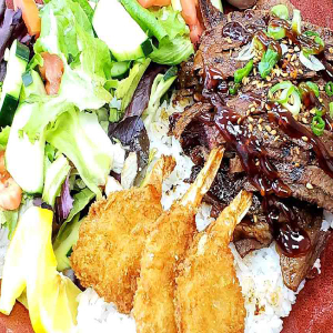 №7 Beef & Shrimp Teriyaki Plate