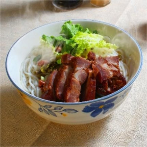 Rice Noodle Soup with BBQ Pork