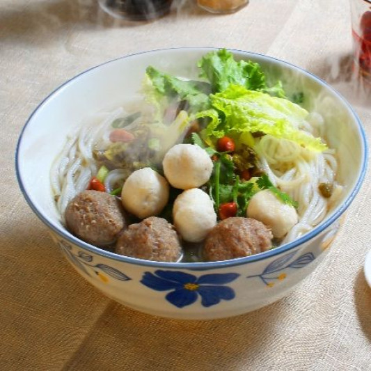 Rice Noodle Soup with Fish Balls & Beef Balls